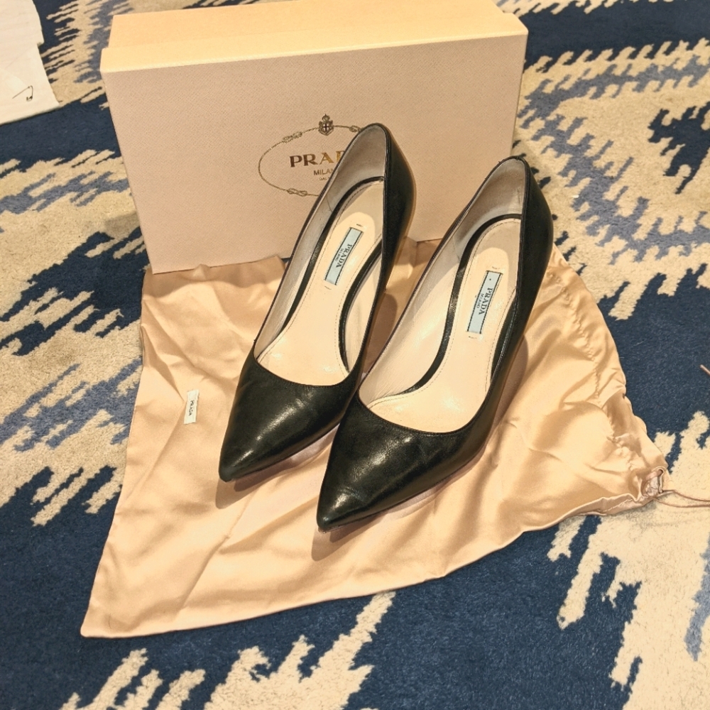 Prada Heels Vernice Black Nappa Leather 39.5